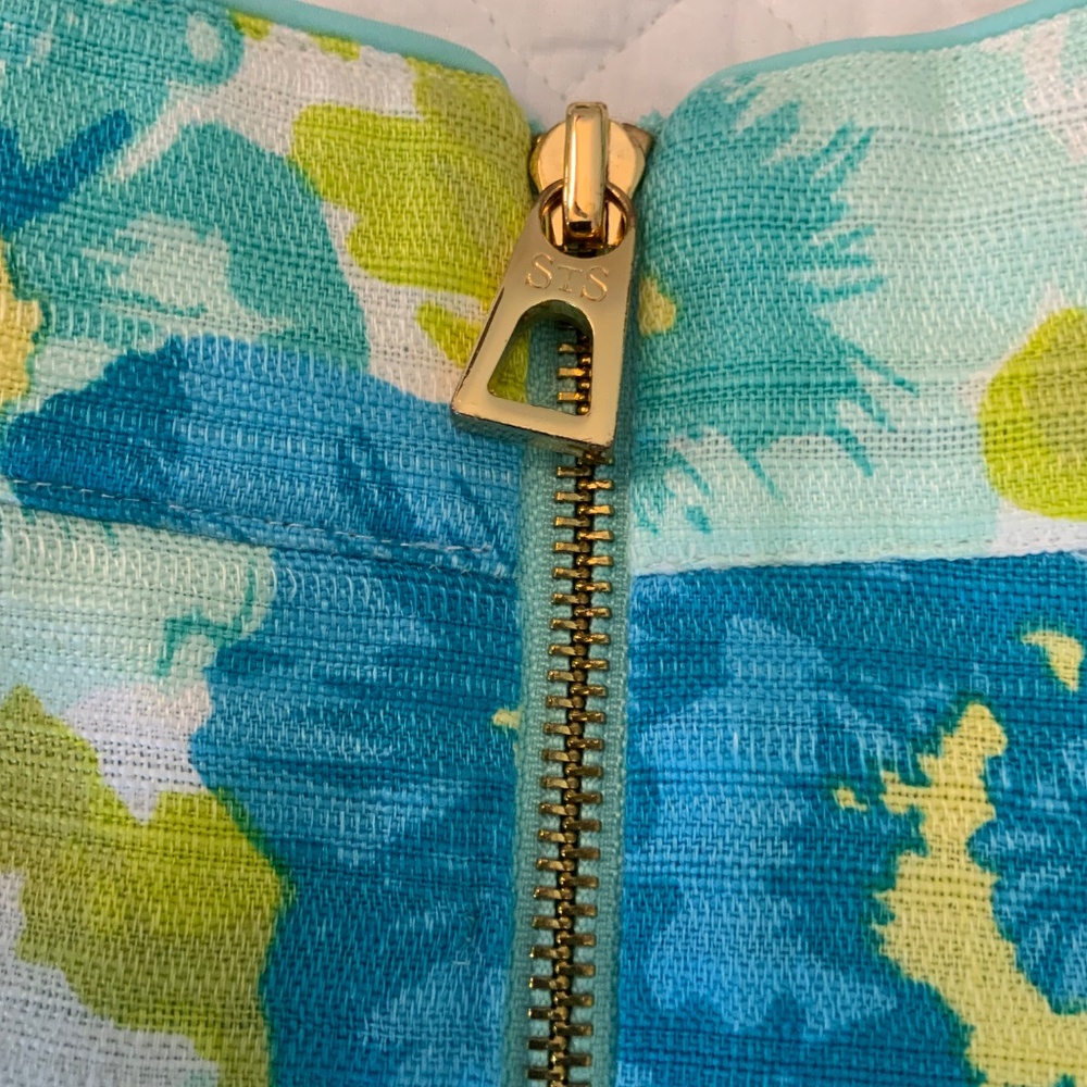 Sail to Sable Dress Size Large – Sleeveless Shift – Aqua Blue Green Floral (D16) - Picture 6 of 6